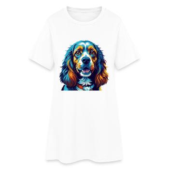 Cocker américain Spaniel Chien Race Dessin animé Kawaii - Robe T-shirt Femme - blanc - Devant