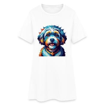 Bichon frisé Race de chien Dessin animé coloré Kawaii - Robe T-shirt Femme - blanc - Devant