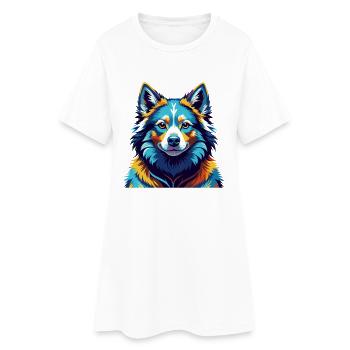 Chien Esquimau Canadien Race Coloré Dessin Animé Kawaii - Robe T-shirt Femme - blanc - Devant