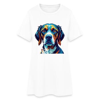 Burgos Pointer Dog Breed Colorful Cartoon Kawaii - Women’s T-Shirt Dress - white - Front