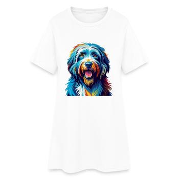 Bergamasco Chien Race Coloré Dessin Animé Kawaii - Robe T-shirt Femme - blanc - Devant