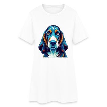 Bleu Gascogne Basset Chien Race Dessin Animé Kawaii - Robe T-shirt Femme - blanc - Devant