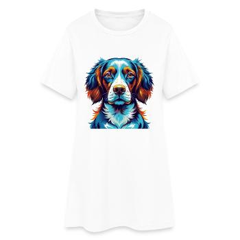 Bretagne, race de chien, dessin animé coloré, Kawaii - Robe T-shirt Femme - blanc - Devant