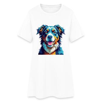 Basque Shepherd Dog Breed Colorful Cartoon Kawaii - Women’s T-Shirt Dress - white - Front