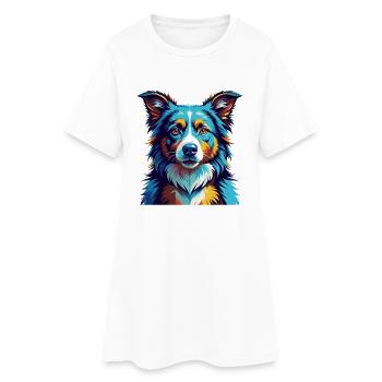 Cumberland Sheepdog Breed Colorful Cartoon Kawaii - Women’s T-Shirt Dress - white - Front