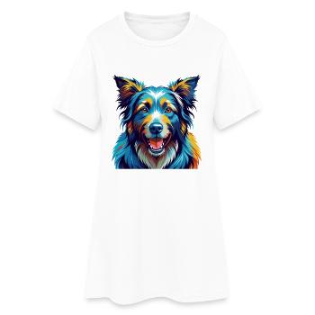 Croatian Sheepdog Breed Colorful Cartoon Kawaii - Women’s T-Shirt Dress - white - Front