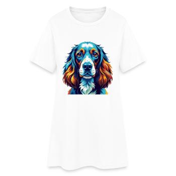 Cocker anglais Spaniel Chien Race Dessin animé Kawaii - Robe T-shirt Femme - blanc - Devant