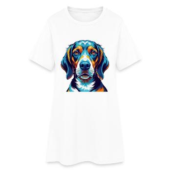 Chien de chasse finlandais race Dessin animé coloré Kawaii - Robe T-shirt Femme - blanc - Devant