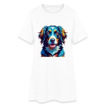 Frison Chien D’arrêt Race Coloré Dessin Animé Kawaii - Robe T-shirt Femme - blanc - Devant
