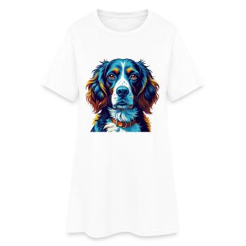 Épagneul allemand Chien race Dessin animé coloré Kawaii - Robe T-shirt Femme - blanc - Devant