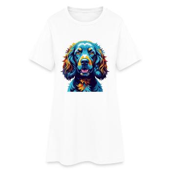 Irischer Wasserspaniel Hund Rasse Karikatur Kawaii - Frauen T-Shirt-Kleid - Weiß - Vorne