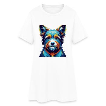 Terrier japonais chien race coloré dessin animé Kawaii - Robe T-shirt Femme - blanc - Devant