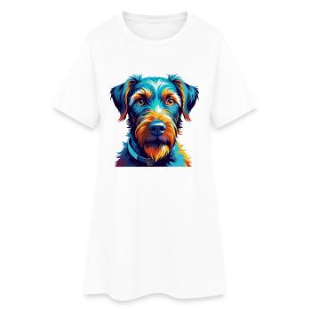 Irish Terrier Dog Breed Colorful Cartoon Kawaii - Women’s T-Shirt Dress - white - Front