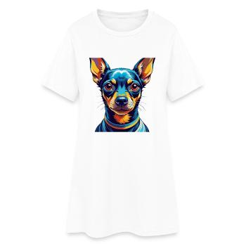Miniature Pinscher Chien Race Dessin Animé Kawaii - Robe T-shirt Femme - blanc - Devant