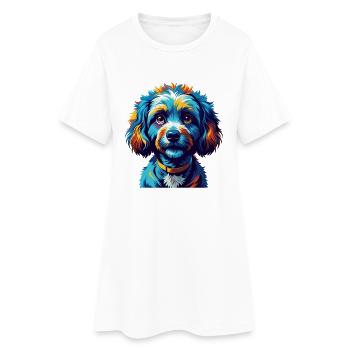 caniche miniature chien race coloré dessin animé kawaii - Robe T-shirt Femme - blanc - Devant