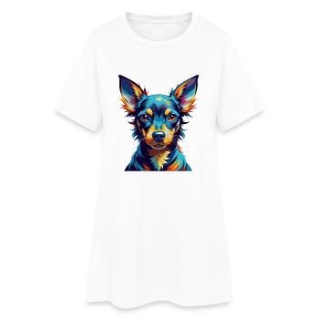 Anglais Toy Terrier Chien Race Dessin animé Kawaii - Robe T-shirt Femme - blanc - Devant