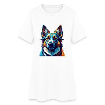 Berger d’Europe de l’Est Race Dessin animé Kawaii - Robe T-shirt Femme - blanc - Devant