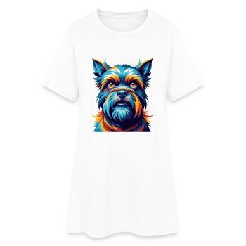 Griffon belge Chien Race Coloré Dessin animé Kawaii - Robe T-shirt Femme - blanc - Devant