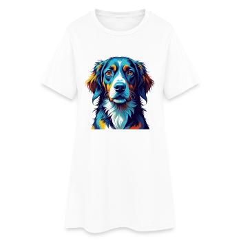 Chien de chasse norvégien race Dessin animé coloré Kawaii - Robe T-shirt Femme - blanc - Devant