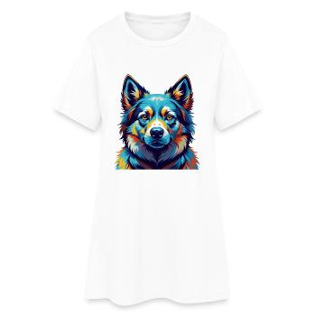 Norvégien Buhund Chien Race Coloré Dessin Animé Kawaii - Robe T-shirt Femme - blanc - Devant