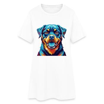 Rottweiler Chien Race Coloré Dessin Animé Kawaii - Robe T-shirt Femme - blanc - Devant