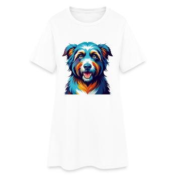 Chien de berger roumain race coloré dessin animé Kawaii - Robe T-shirt Femme - blanc - Devant