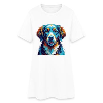 Retriever Dog Breed Colorful Cartoon Kawaii - Women’s T-Shirt Dress - white - Front