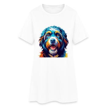 Portuguese Sheepdog Breed Colorful Cartoon Kawaii - Women’s T-Shirt Dress - white - Front