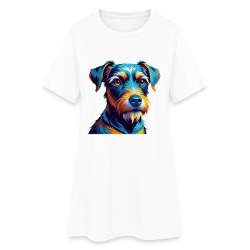 Patterdale Terrier Dog Breed Cartoon Kawaii - Women’s T-Shirt Dress - white - Front