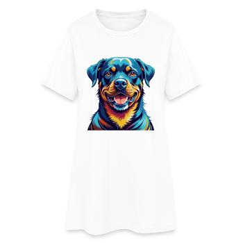 Rottweiler Chien Race Coloré Dessin Animé Kawaii - Robe T-shirt Femme - blanc - Devant