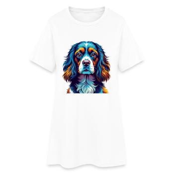 Russischer Spaniel Hunderasse Bunte Karikatur Kawaii - Frauen T-Shirt-Kleid - Weiß - Vorne