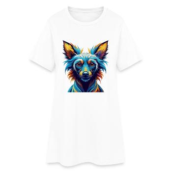 Péruvien Inca Orchidée Chien Race Dessin Animé Kawaii - Robe T-shirt Femme - blanc - Devant