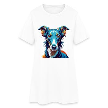 Lévrier polonais Chien race Coloré Dessin animé Kawaii - Robe T-shirt Femme - blanc - Devant