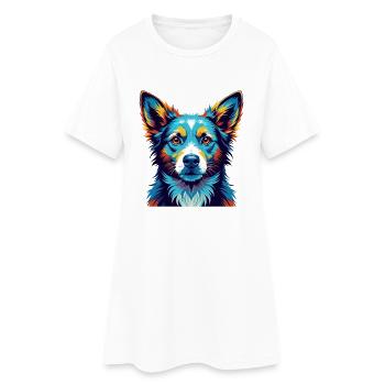 Chien Podengo Portugais Race Dessin Animé Kawaii - Robe T-shirt Femme - blanc - Devant