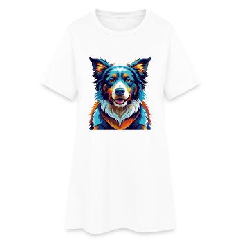 Chien de berger picard, race, dessin animé coloré, kawaii - Robe T-shirt Femme - blanc - Devant