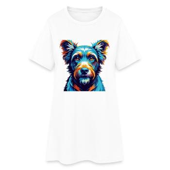 Pumi Chien Race Coloré Aquarelle Dessin Animé Kawaii - Robe T-shirt Femme - blanc - Devant