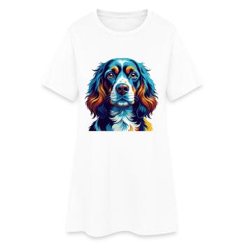 Spaniel Hunderasse Bunt Karikatur Kawaii - Frauen T-Shirt-Kleid - Weiß - Vorne