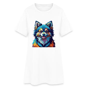 Spielzeug Deutscher Spitz Hund Rasse Bunte Karikatur Kawaii - Frauen T-Shirt-Kleid - Weiß - Vorne