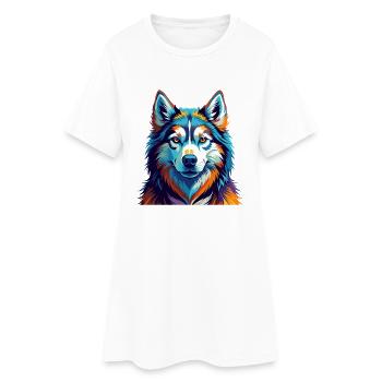 Husky sibérien race chien dessin animé coloré Kawaii - Robe T-shirt Femme - blanc - Devant