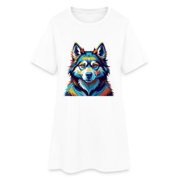 Seppala Sibirische Schlittenhunderasse Karikatur Kawaii - Frauen T-Shirt-Kleid - Weiß - Vorne
