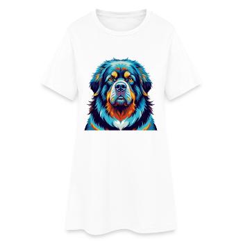 Dogue tibétain Chien race Coloré Dessin animé Kawaii - Robe T-shirt Femme - blanc - Devant