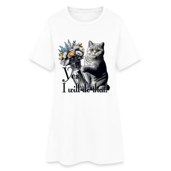 BKH Britisch Kurzhaar Katze Vase umkippen Geschenk - Frauen T-Shirt-Kleid - Weiß - Vorne