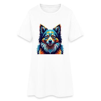 Spitz nordique chien race coloré dessin animé Kawaii - Robe T-shirt Femme - blanc - Devant