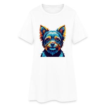 Yorkshire Terrier Chien Race Dessin Animé Kawaii - Robe T-shirt Femme - blanc - Devant