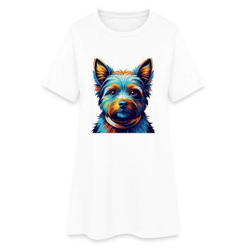Norwich Terrier Chien Race Coloré Dessin Animé Kawaii - Robe T-shirt Femme - blanc - Devant