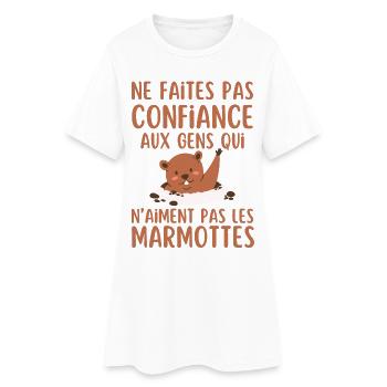 Ne Faites Pas aux gen qui naiment les marmottes - Robe T-shirt Femme - blanc - Devant