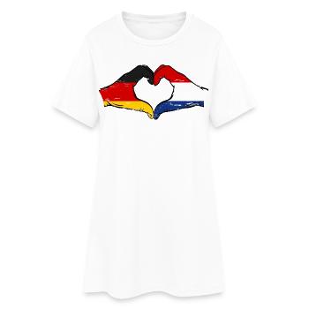 Allemagne Hollande drapeau mains coeur forme utilisé - Robe T-shirt Femme - blanc - Devant