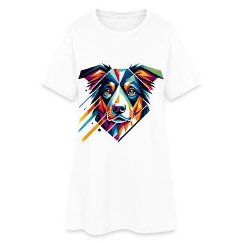 Chien géométrique coloré Art berger australien - Robe T-shirt Femme - blanc - Devant
