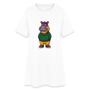 Nilpferd Lustige Kawaii Cartoon Figur Clipart - Frauen T-Shirt-Kleid - Weiß - Vorne