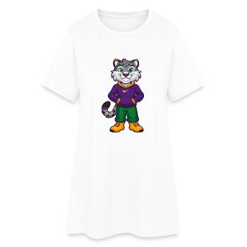 Léopard des neiges Drôle Kawaii Personnage De Dessin Animé - Robe T-shirt Femme - blanc - Devant